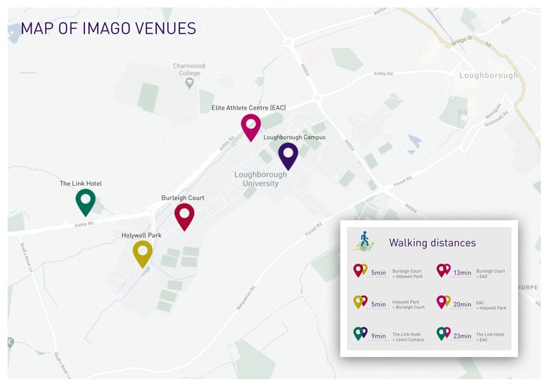 Map of the Imago hotels around Loughborough University